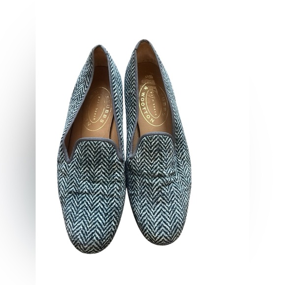 Stubbs & Wootton Chevron Black Gray Loafers, size 9.5 - Picture 1 of 6